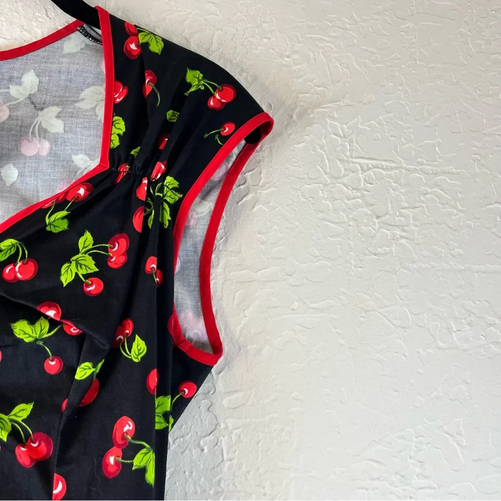 Pinup Couture Natasha Rockabilly Wiggle Cherry Print Dress - Picture 5 of 11